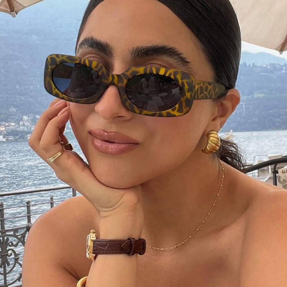 1 PC Women's Bohemian Leopard Print Casual Rectangle Fashion Eyewear